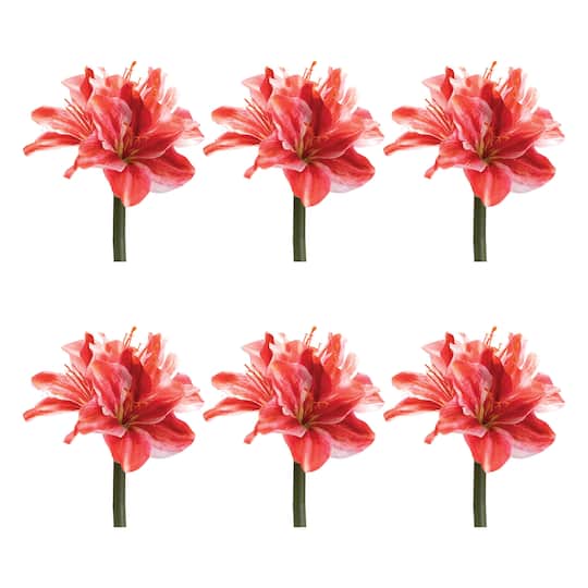16.75" Red & Pink Amaryllis Flower Stem Set